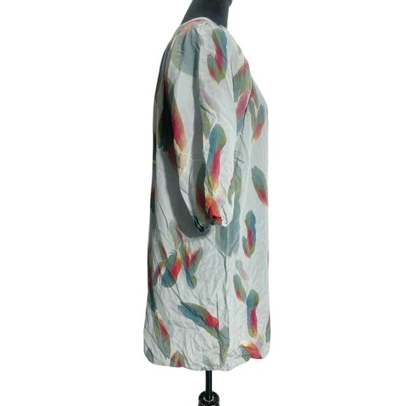 Tucker Size Medium Silk Dress Feathers 3/4 Sleeve - Picture 4 of 8